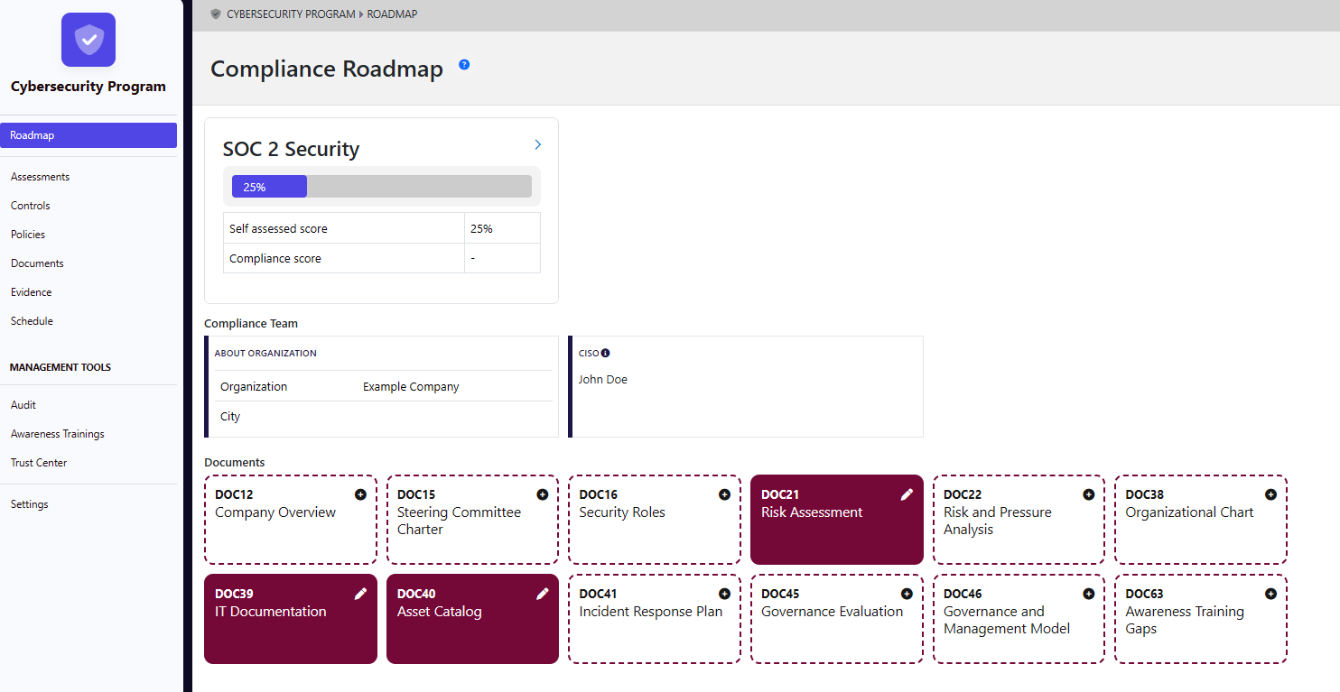 Cocoon CS platform workspace showing compliance activity and reporting